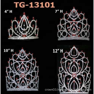 Beauty Queen Red Stone Pageant Crown